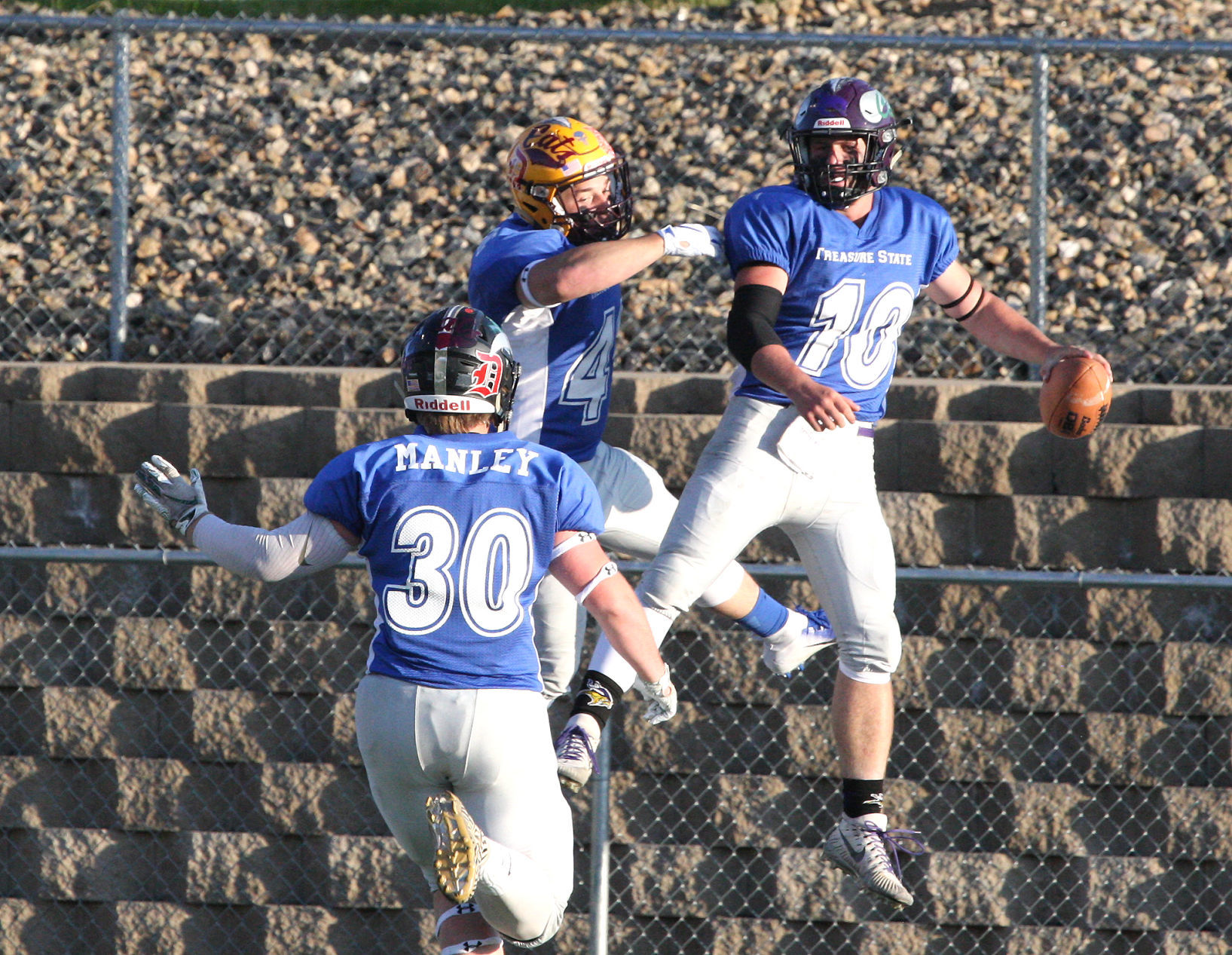 Bob Cleverley - Blue touchdown celebration